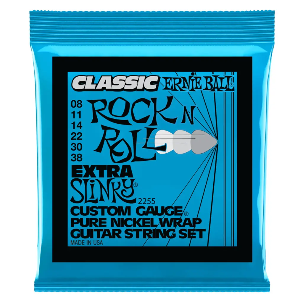 Ernie Ball Extra Slinky Classic Rock N Roll Pure Nickel Wrap Electric Guitar String, 8-38 Gauge 1