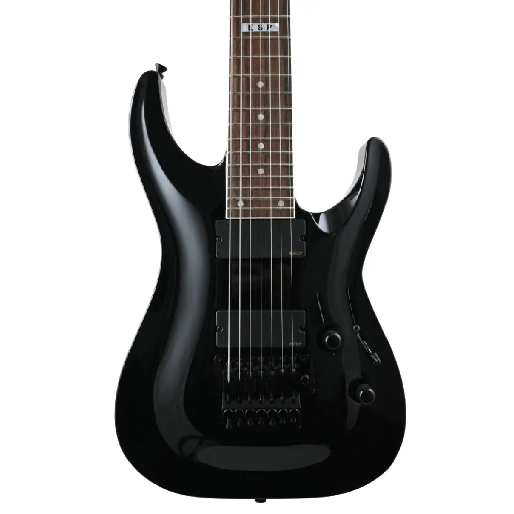 Esp Custom Shop 7-String  Electric Guitar W/ Floyd Rose & Emg Pickups - Gloss Black 1