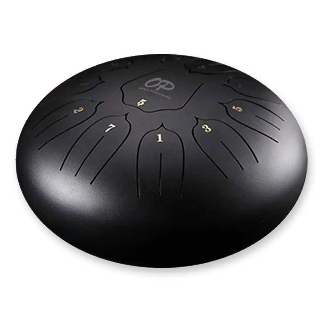 Opus 12" Tongue Drum - C - Black - Lotus Patern 1