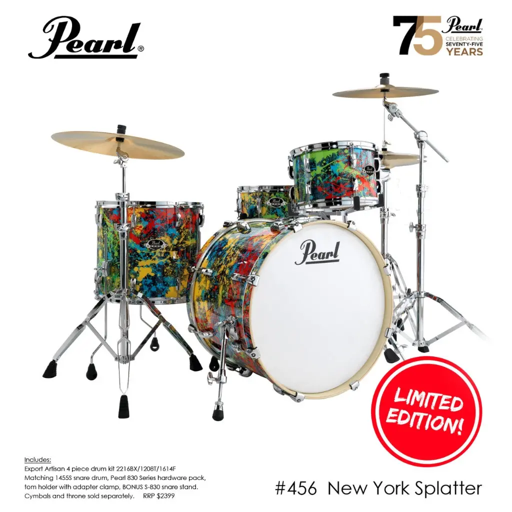 Pearl Exx Artisan 22" 4 Piece Fusion Plus Kit With Hardware - Limited Edition Ny Splatter 1