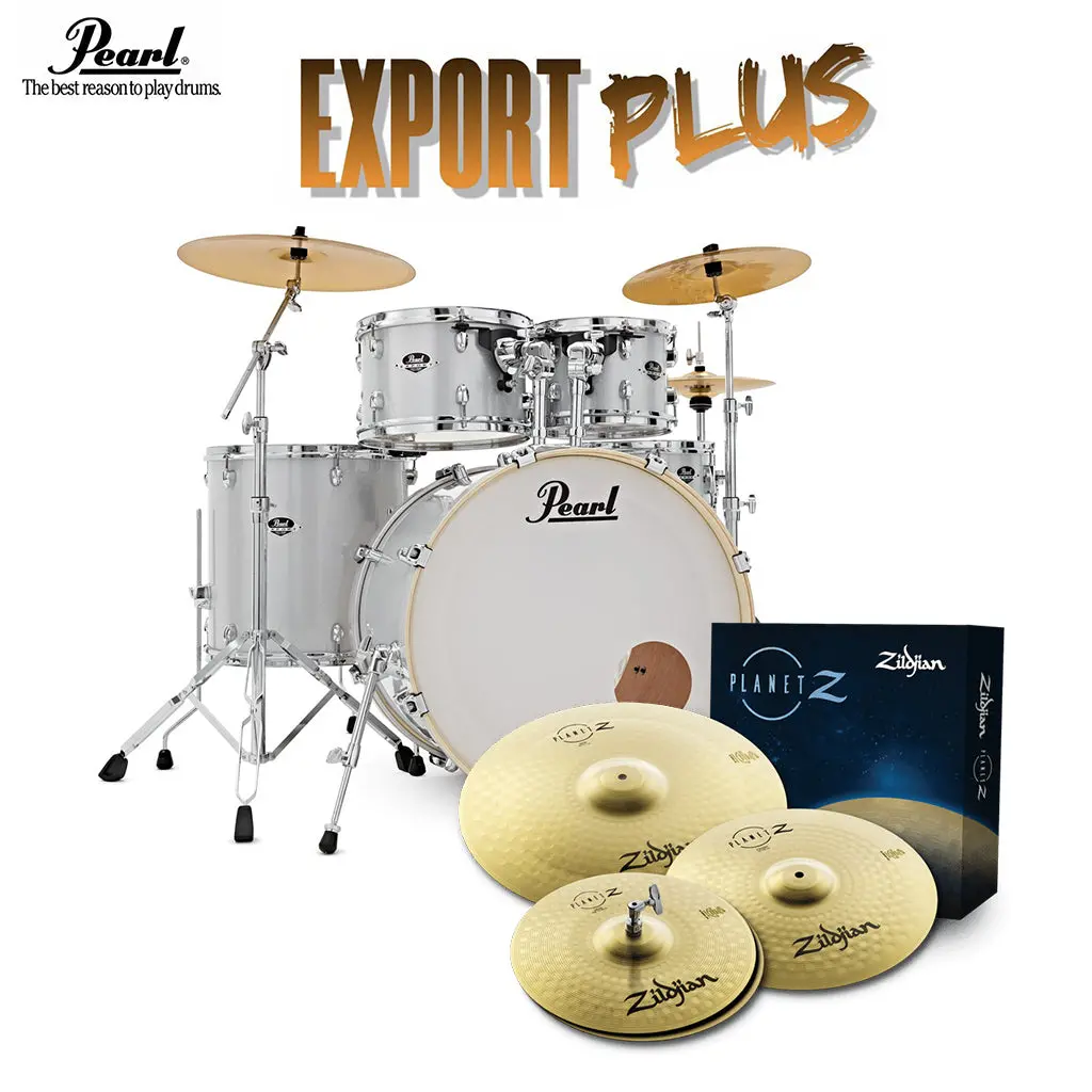 Pearl Export 20" Exx Fusion Drum Kit Package With Zildjian Cymbals & Hardware - Arctic Sparkle 1