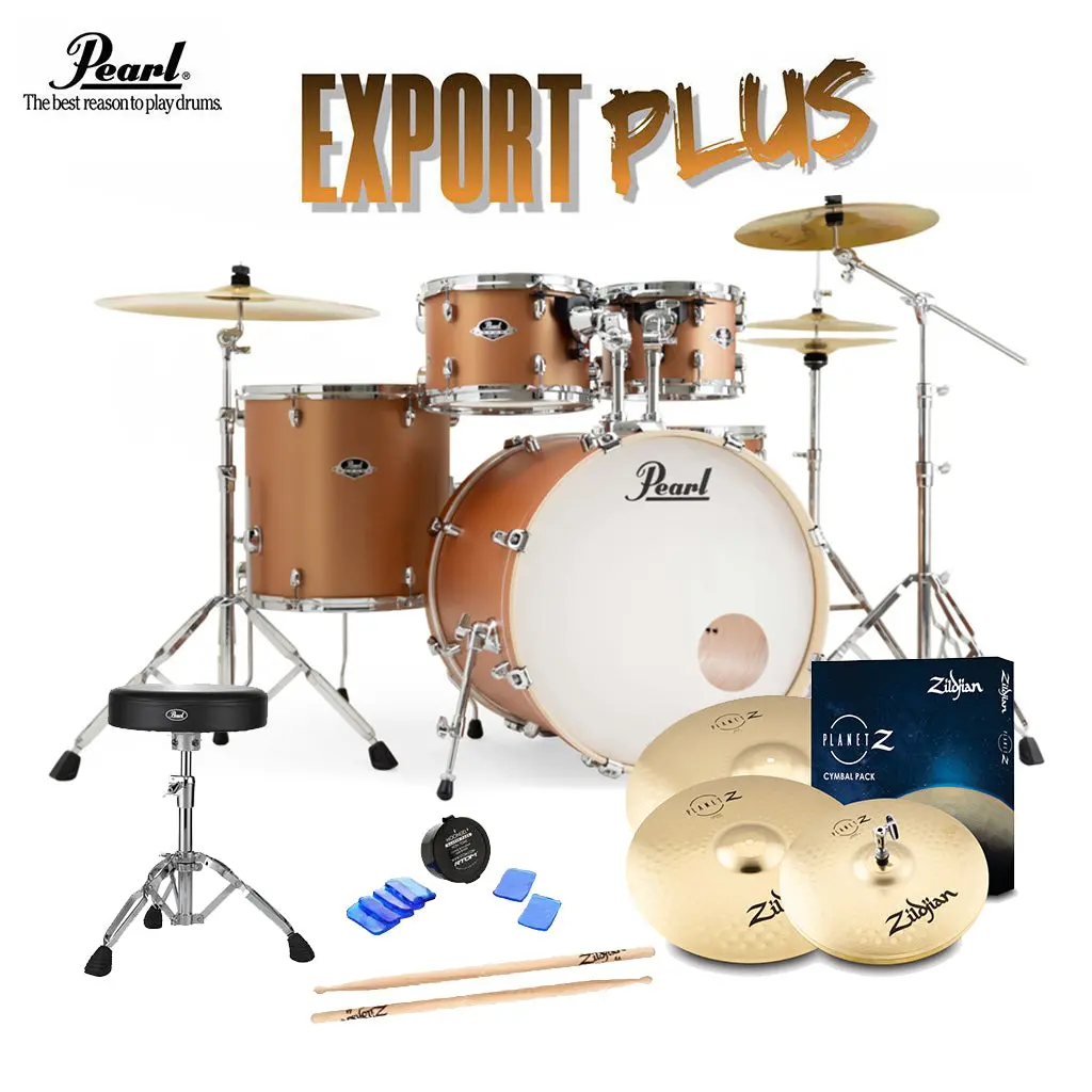 Pearl Export 20" Exx  Fusion Drum Kit Package With Zildjian Cymbals & Hardware - Aztec Gold 1