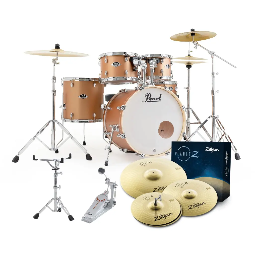 Pearl Export 22" Exx Fusion Plus Drum Kit Package With Zildjian Cymbals & Hardware - Aztec Gold 1