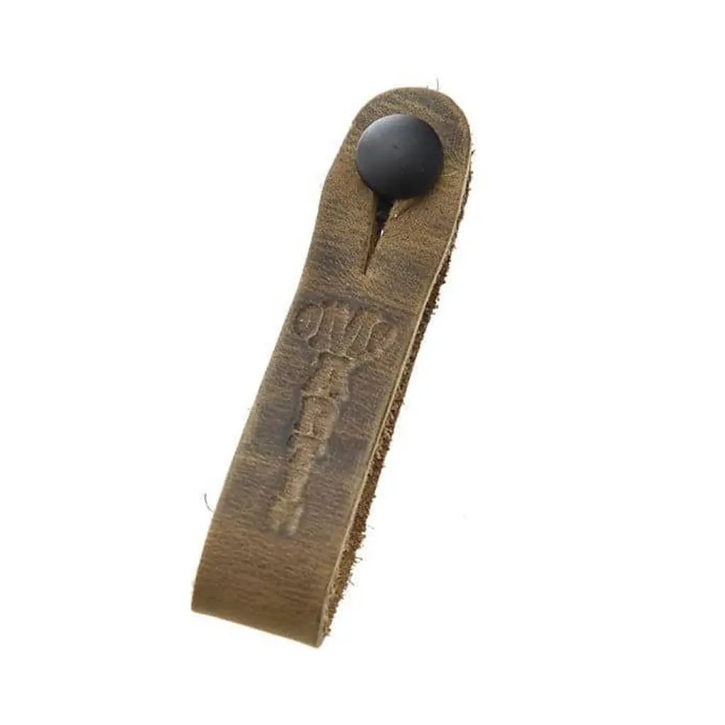 Martin Leather Headstock Tie Strap With Button - Cocoa 1