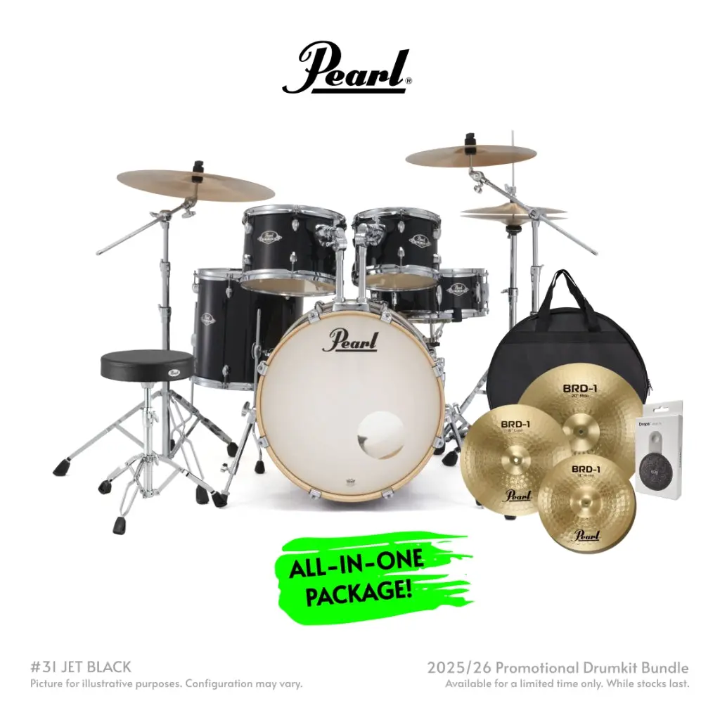 Pearl Export Plus 5Pc 20" Fusion Drum Kit With Brd-1 Cymbals - Jet Black 1