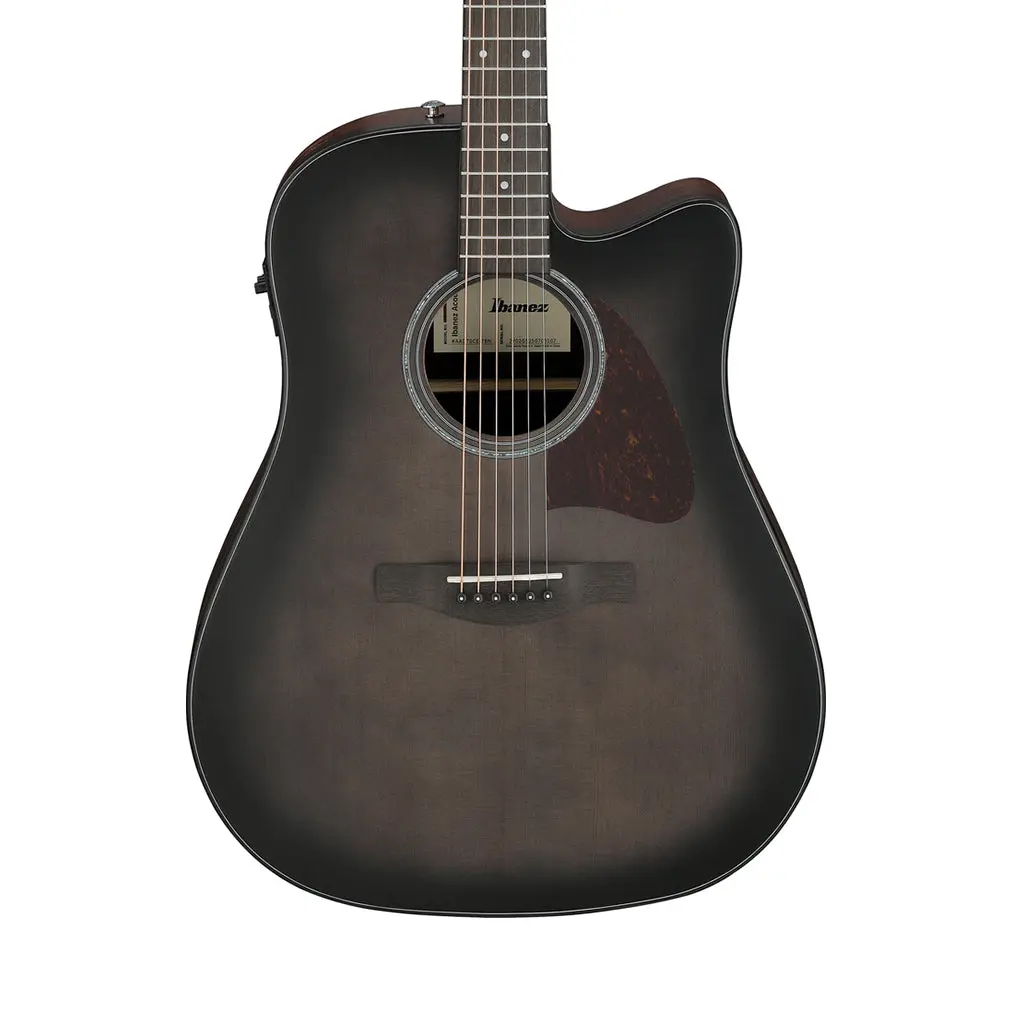 Ibanez Aad70ce Natural Open Pore Back & Sides Dreadnought Cutaway Acoustic Guitar W/Pickup - Transparent Charcoal Burst Low Gloss 1