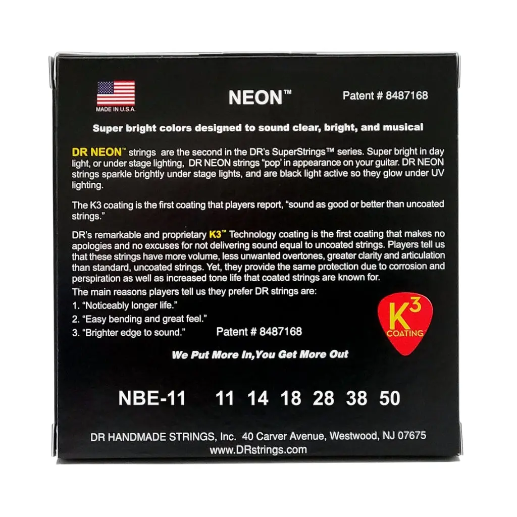 Dr Hi-Def Neon Blue K3 Coated Electric Guitar Strings - Heavy 11-50 2