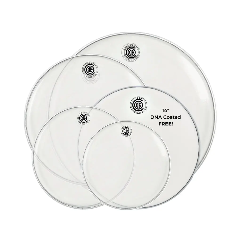 Code Generator Clear Tom Head Fusion+ Pack Free 14" Dna Coated Snare - 10/12/16/22 Inch 1