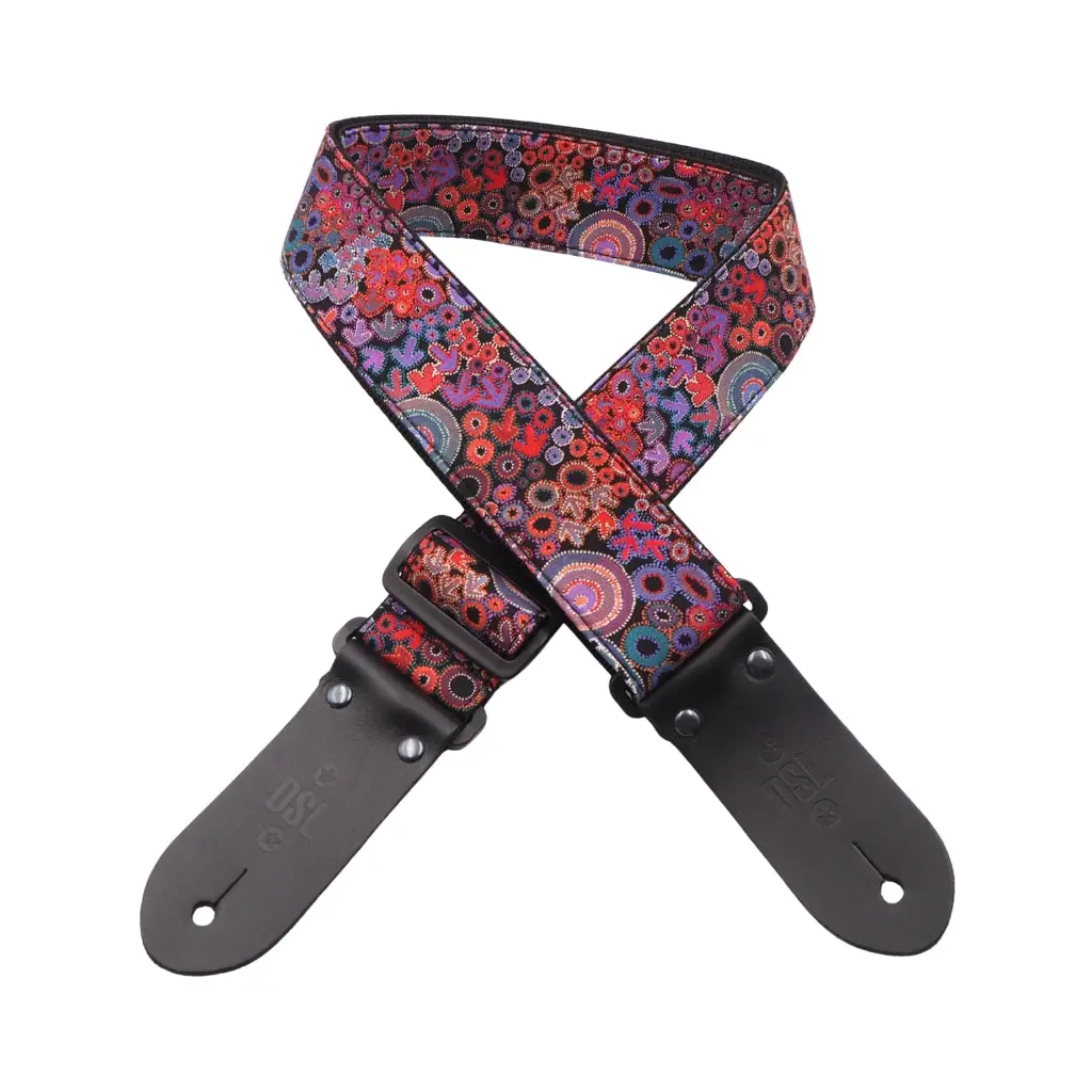 Dsl 2" Indigenous Handmade Fabric Guitar Strap - Emu Dreaming 1