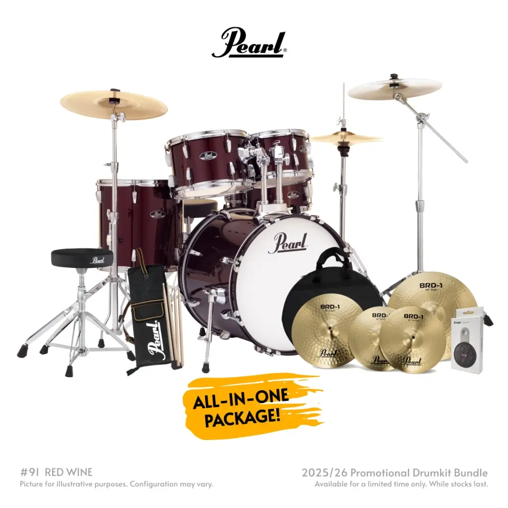 Pearl Roadshow-Plus 5Pc 20" With Brd-1 Cymbals Drum Package - Red Wine 1