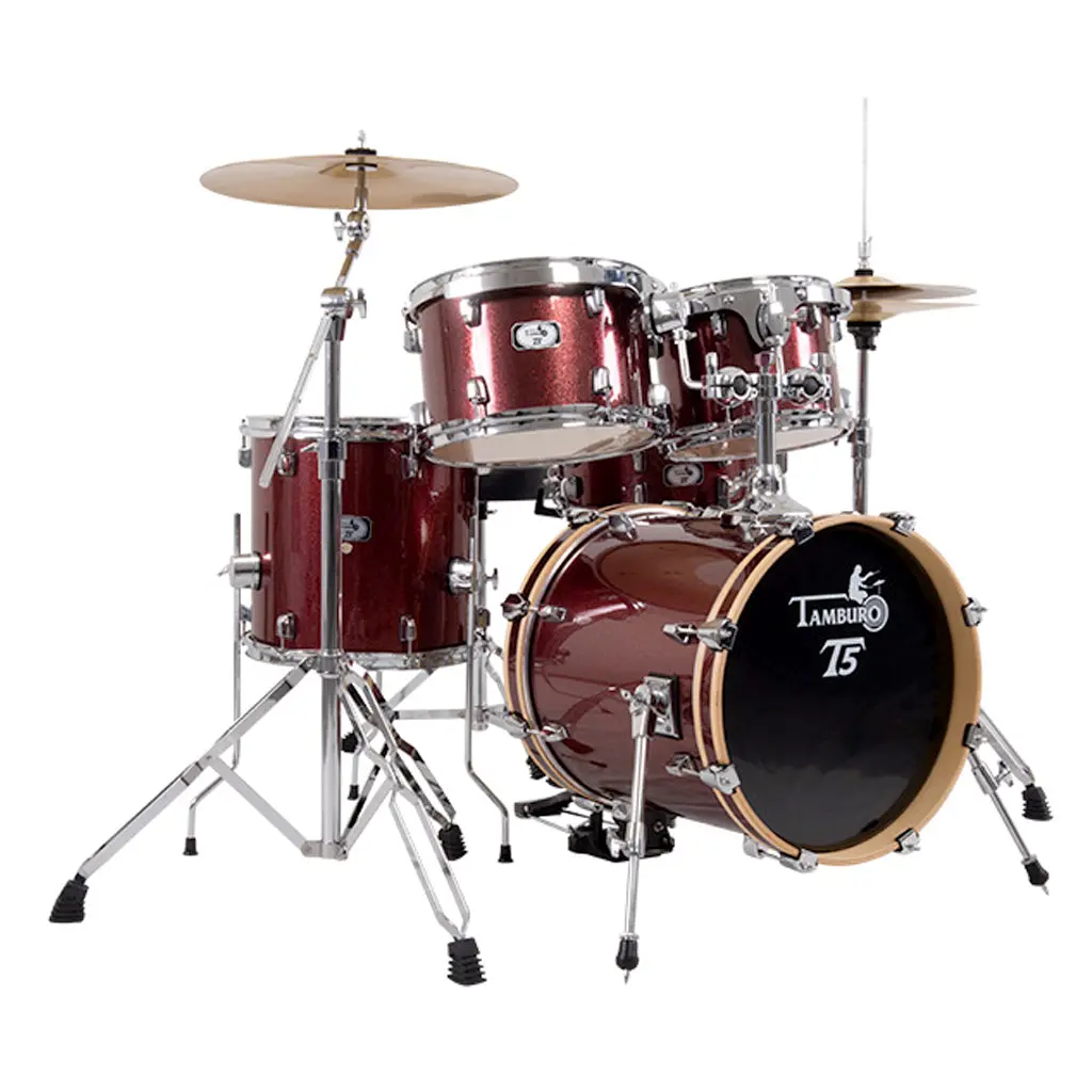 Tamburo Tb5 Jungle Set W/Hardware And Cymbals - Red Glitter 1