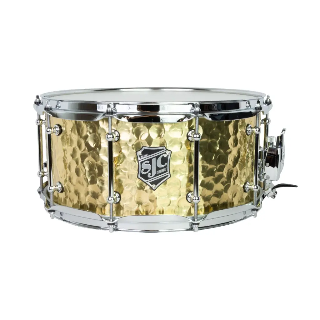 Sjc Custom Drums Alpha Hammered Brass Snare Drum - 6.5 X 14-Inch - Polished 1