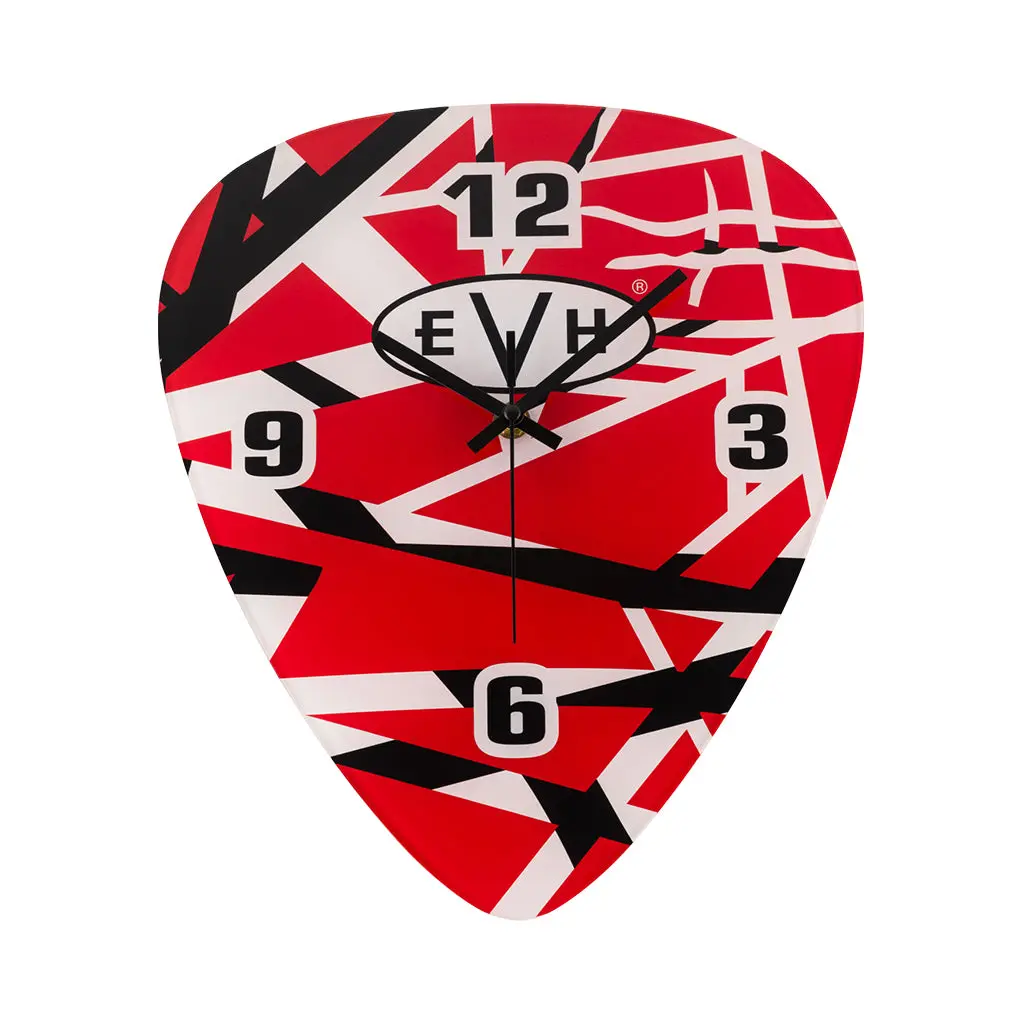 Evh Guitar Pick Shaped Clock - Red/White/Black Stripes 1