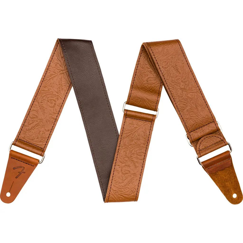 Fender 2" Tooled Leather Strap - Brown 1