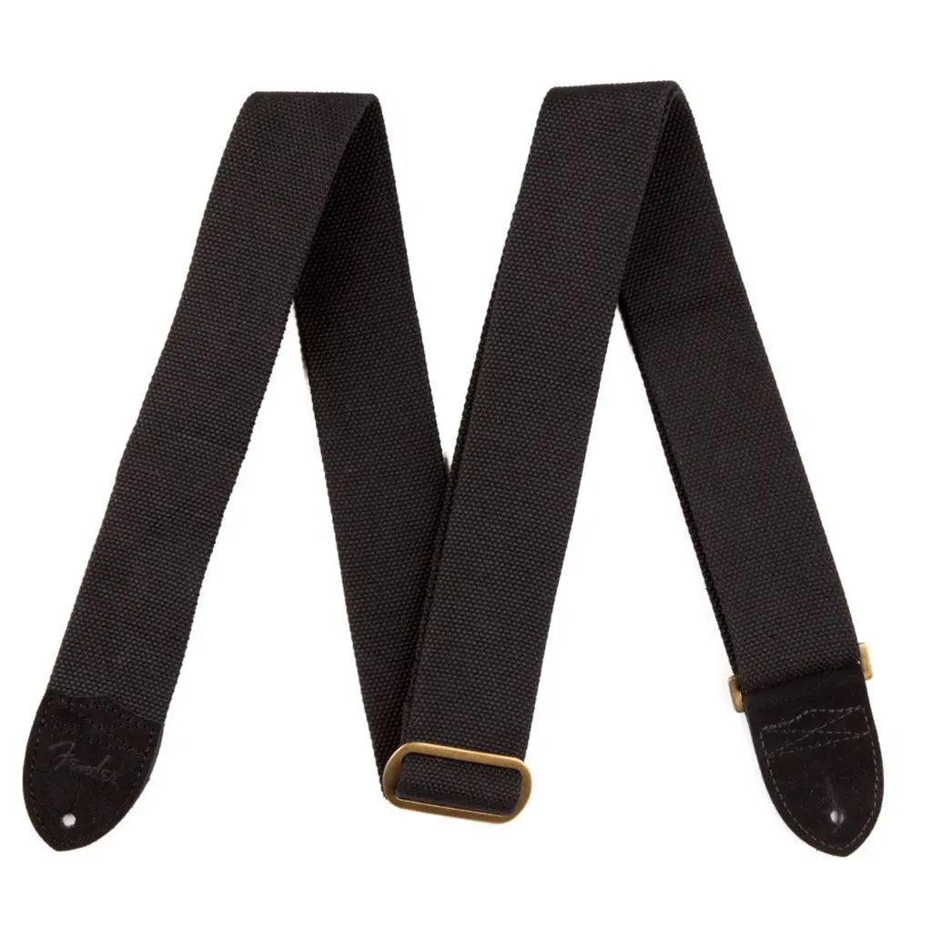 Fender Cotton/Leather Strap - Black 1