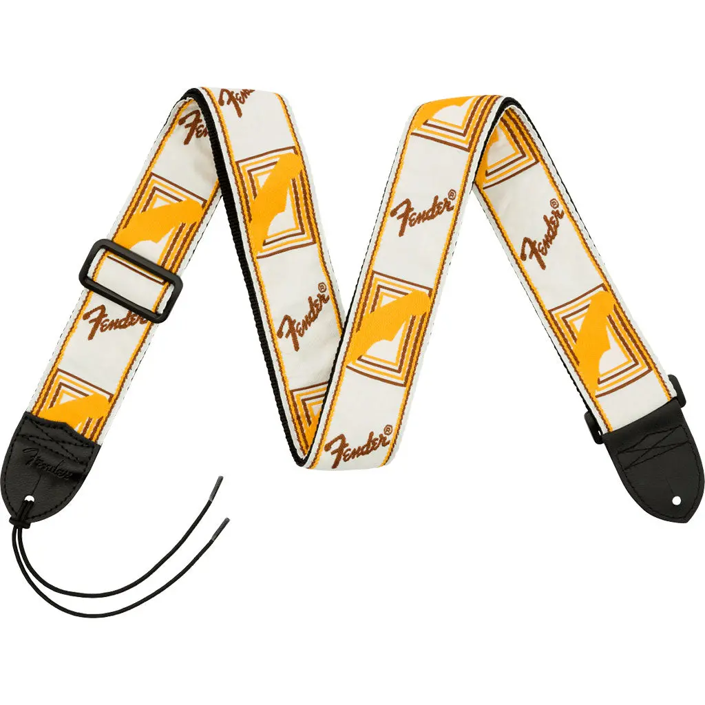 Fender - 2" Monogrammed Strap - White/Brown/Yellow 1