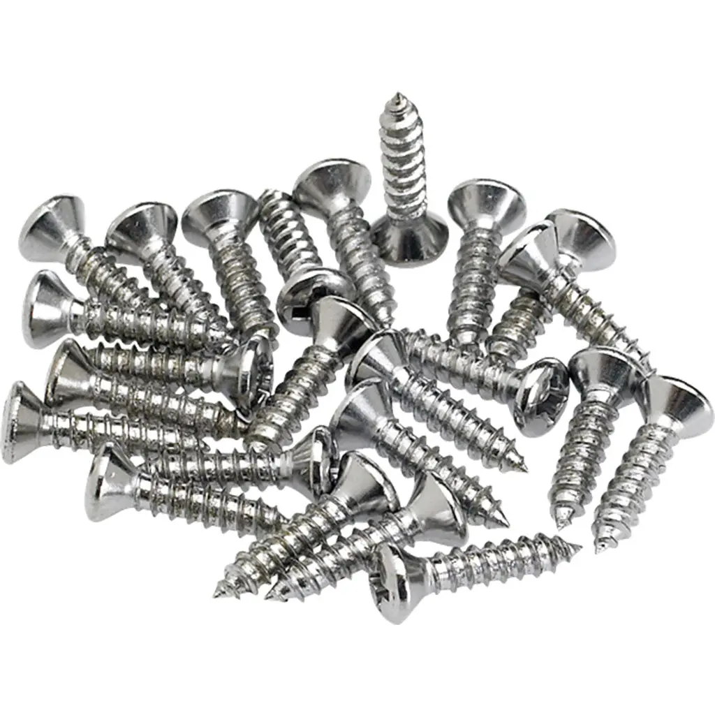 Fender Pickguard/Control Plate Mounting Screws - Chrome - 24 Pcs. 1