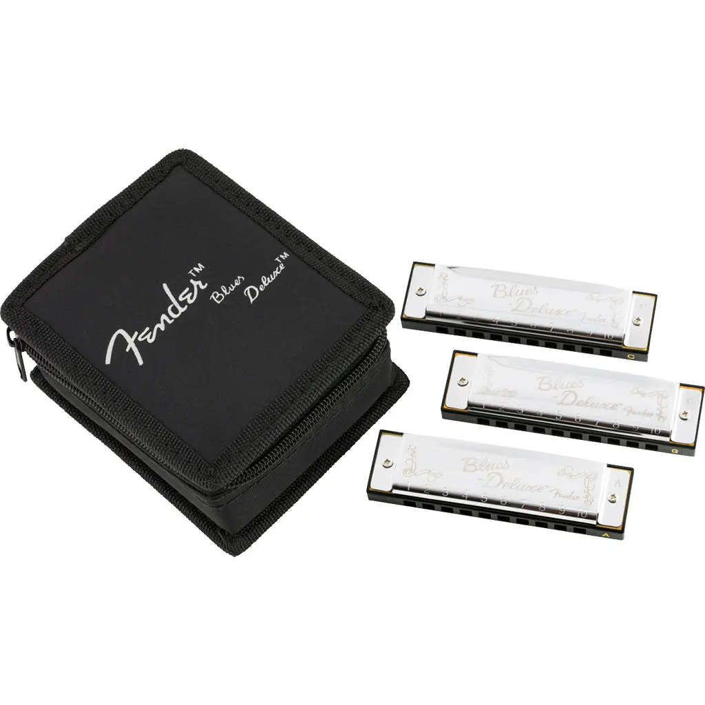 Fender Blues Deluxe Harmonica 3 Pack - Chrome 1