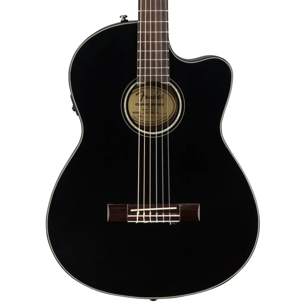Fender Cn-140Sce Nylon Thinline - Black - Walnut Fingerboard 1