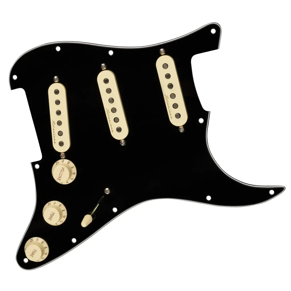 Fender - Pre-Wired Strat Pickguard, Vintage Noiseless Sss, Black 11 Hole Pickguard 1