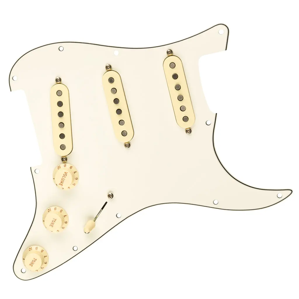 Fender - Pre-Wired Strat Pickguard, Custom Shop Fat 50'S Sss, Parchment 11 Hole Pg 1