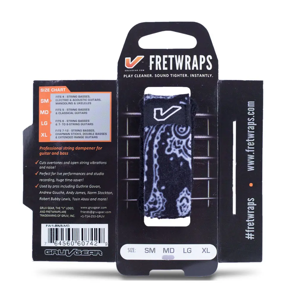 Fretwraps - 1 Pack - Black Bandana Sm 1