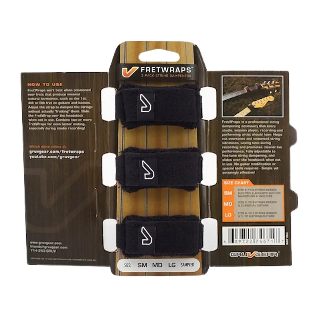 Gruv Gear Fretwraps 3 Pack - Black (Medium) 1