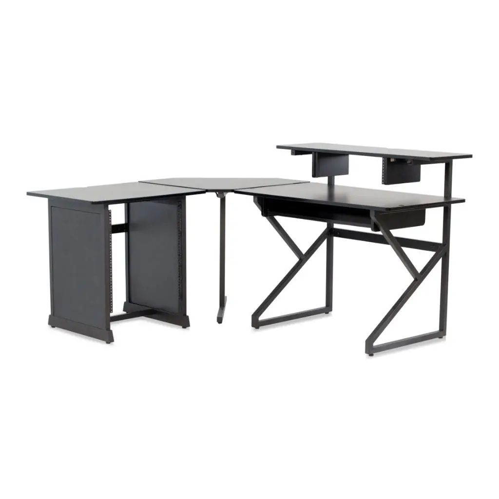 Gator Gfw-Desk-Set Desk Set W/ Main Desk, Corner, Rack – Blk 1