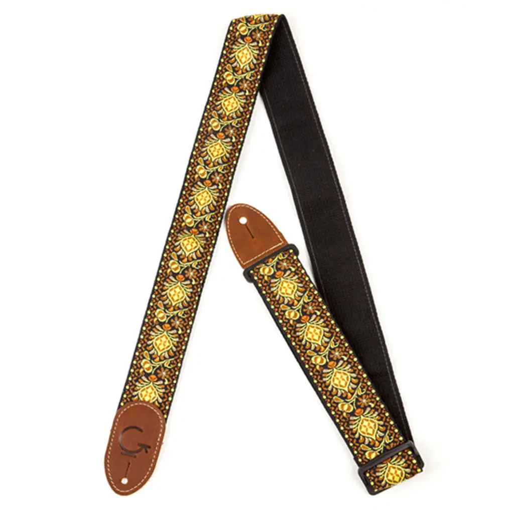 Fender G Brand Strap Yellow/Orange Brown Ends 1