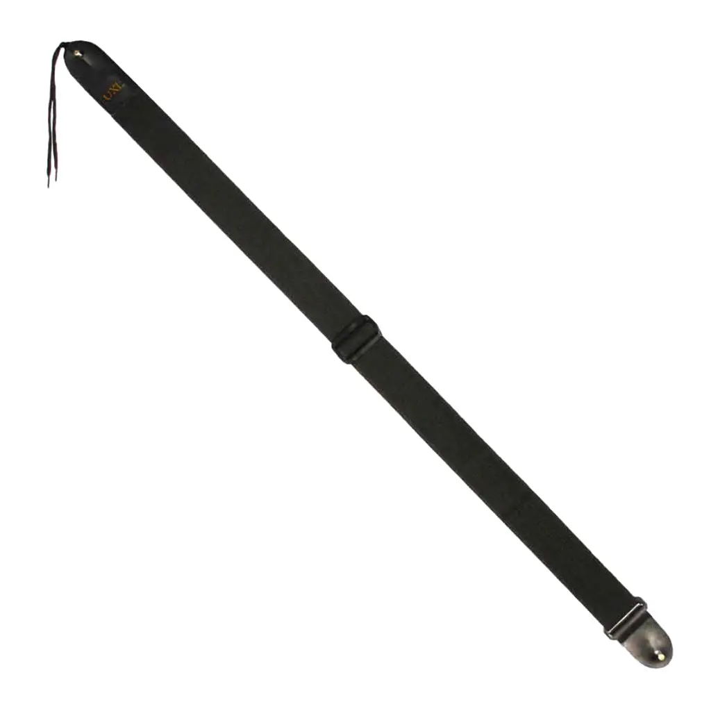 Uxl 50Mm Black Cotton Guitar Strap With Leather Tabs 1