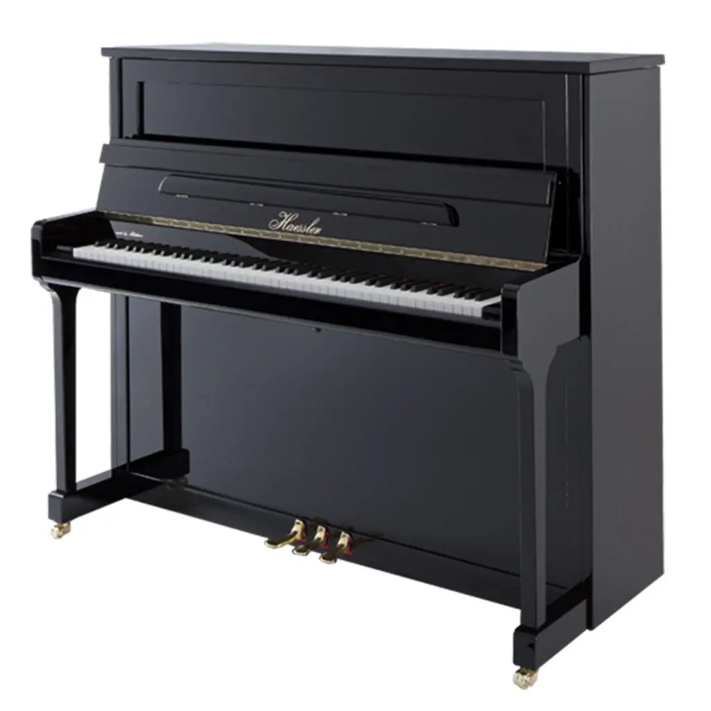 Haessler - H124 Upright Piano - Ebony Polish 1