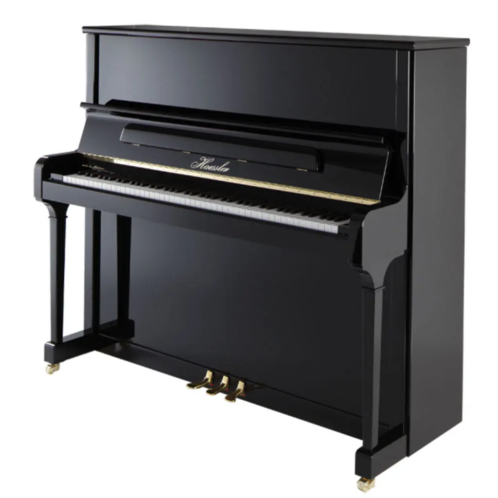 Haessler - H132 Upright Piano - Ebony Polish 1