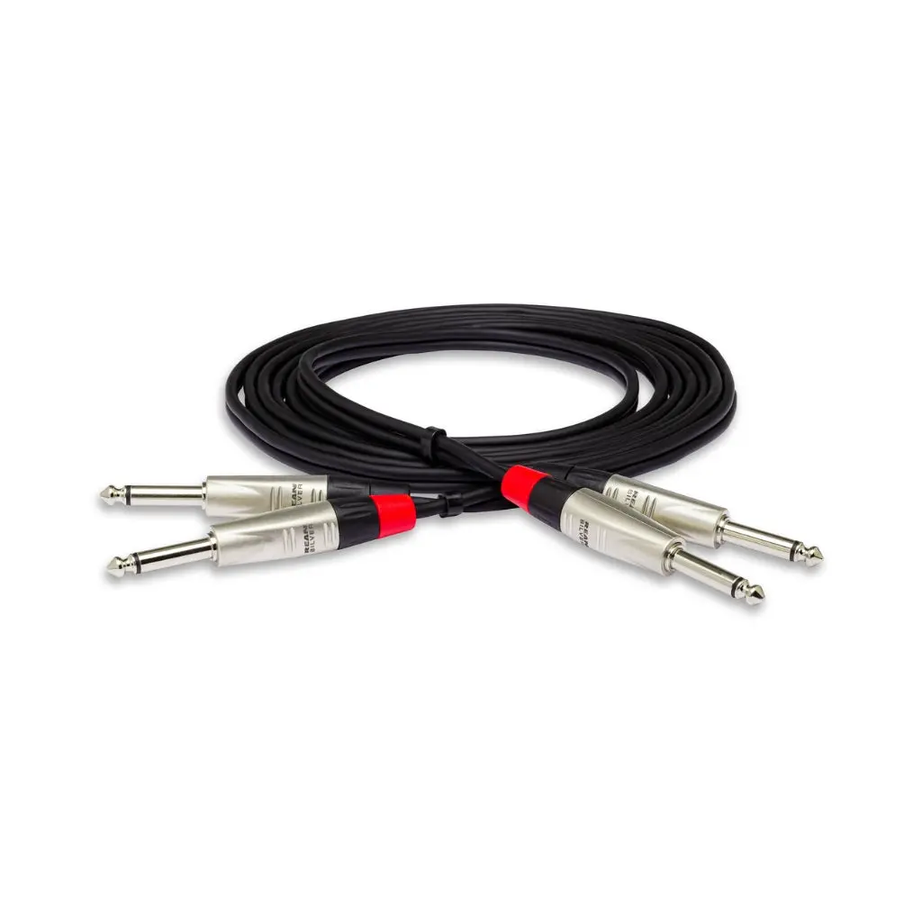 Hosa Technology Dual Rean 1/4 In Ts To Same Pro Stereo Interconnect Cable 3Ft 1