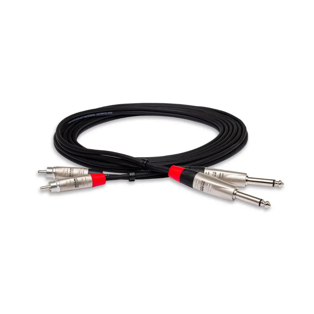 Hosa Technology Dual Rean 1/4 In Ts To Rca Pro Stereo Interconnect Cable 3Ft 1