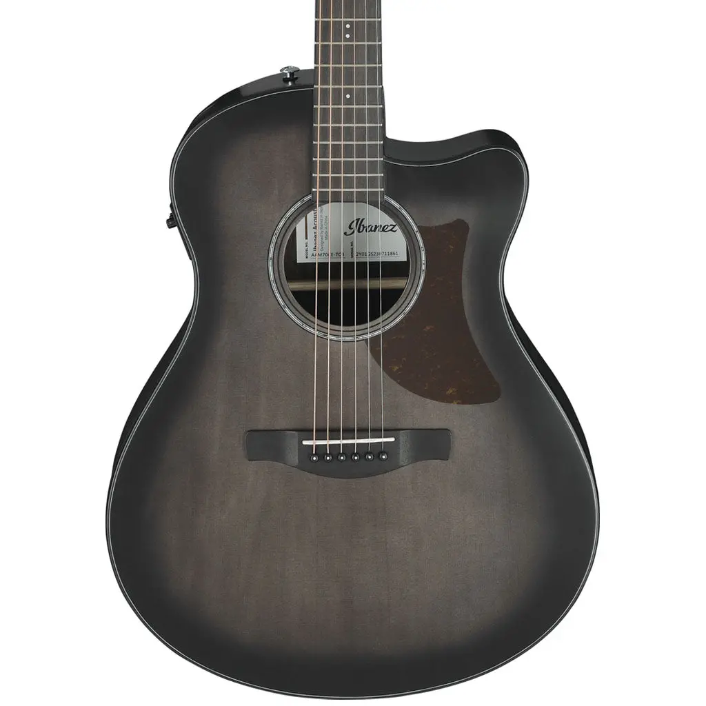 Ibanez Aam70cetbn Electro Acoustic Guitar Transparent Charcoal Burst Low Gloss 1
