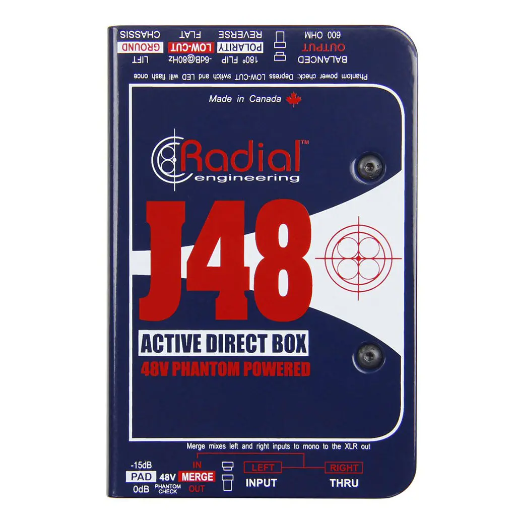Radial J48 - Active 48V Phantom Powered Direct Box With Digital Switching Supply 1