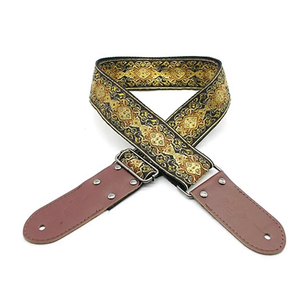 Dsl Jacquard Weaving Guitar Strap - 2" Gold 1