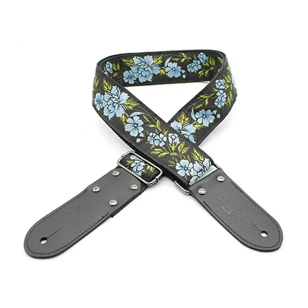 Dsl Jacquard Weaving 2" Guitar Strap -  Fg Blue Flower 1