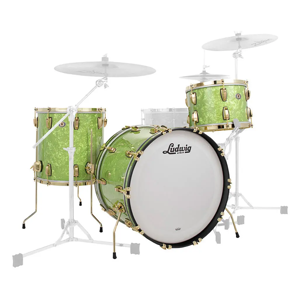 Ludwig 110Th Anniversary Classic Maple Shell Pack - Emerald Green Ripple With Brass Hw - 13, 16, 22 1