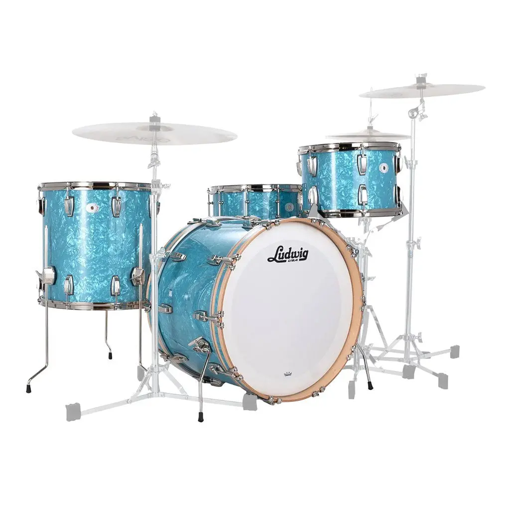 Ludwig Classic Maple 22" 4-Piece Fab Shell Pack - Glacier Blue Pearl - Nickel Hardware 1