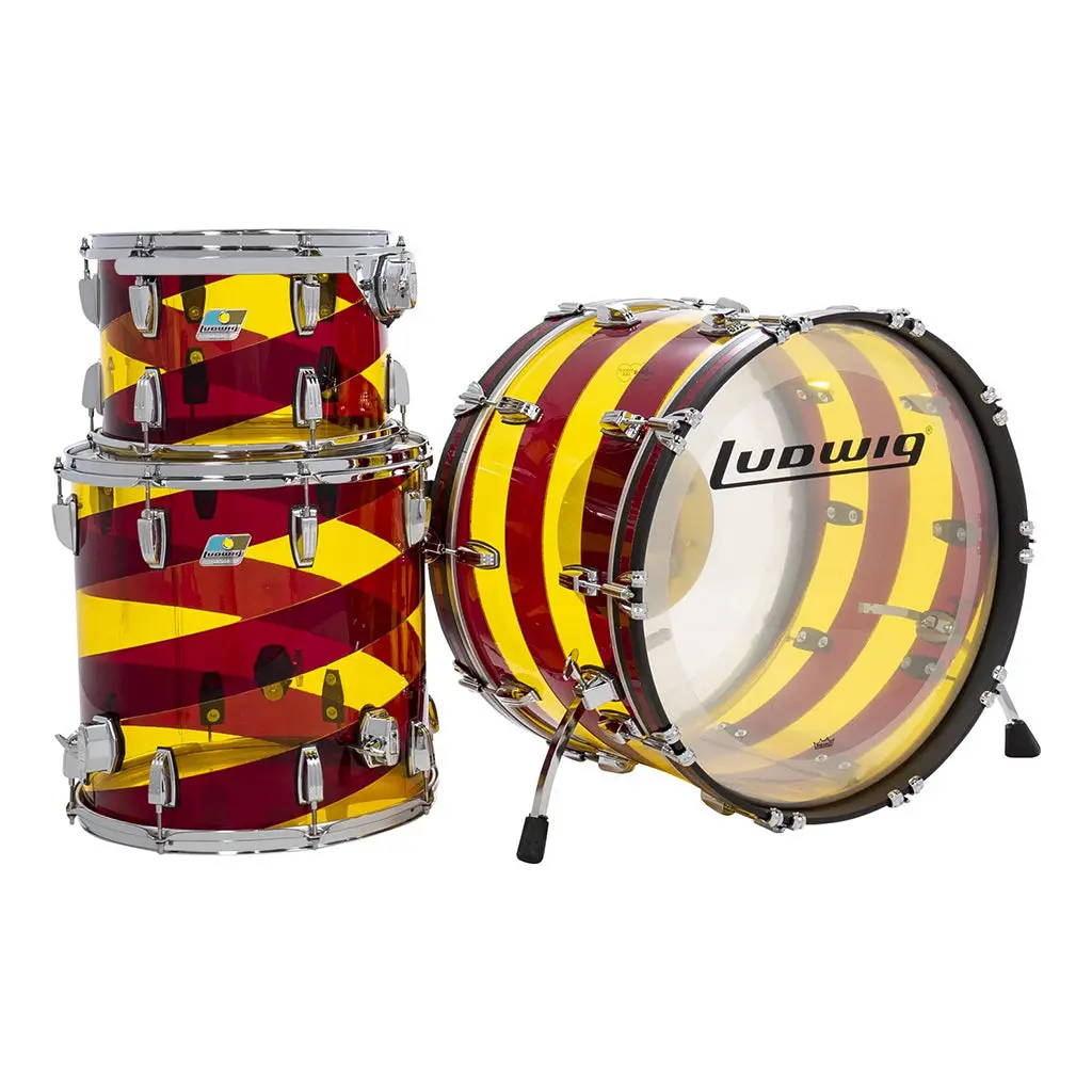Ludwig Vistalite 50Th Anniversary 22" 3-Piece Fab Shell Pack - Red Yellow 1