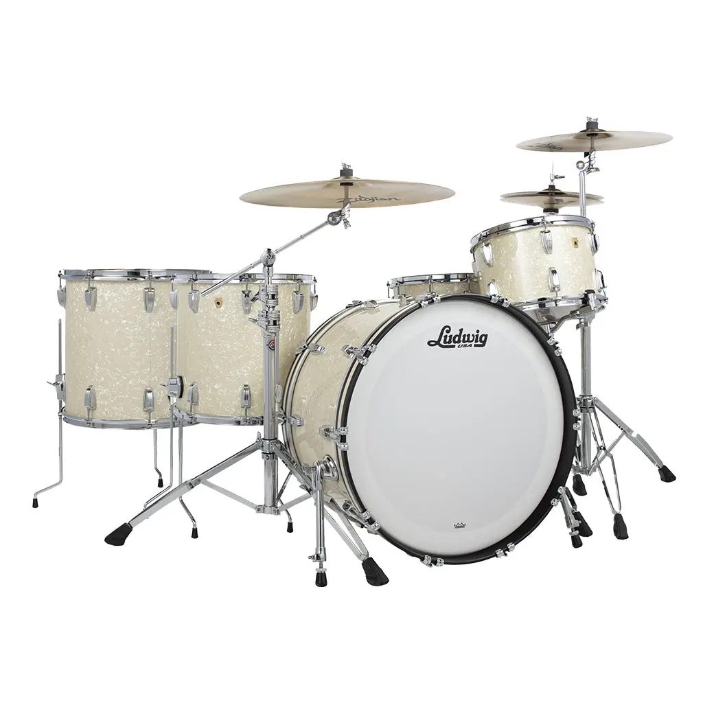 Ludwig Legacy Mahogany 24" Pro Beat Special 4-Piece Shell Pack - Vintage White Marine 1