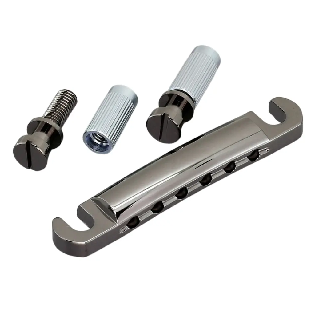 Gotoh Tailpiece Assembly. Zinc Diecast. Cosmo Black, Packaged 1
