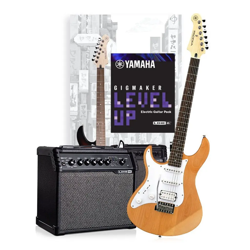 Yamaha Gigmaker Level Up - Yellow Natural Satin Left Handed Electric Guitar Pack 1