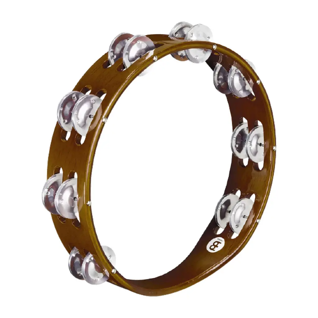 Meinl Ta2a-Ab Wood Tambourine - African Brown - Aluminium Jingles 1