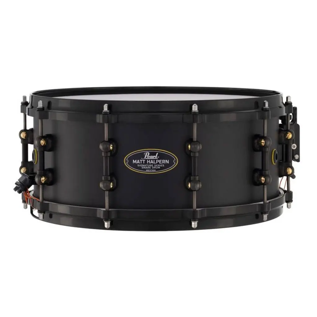 Pearl Matt Halpern 14"X6" Signature Snare Drum Black On Brass 1