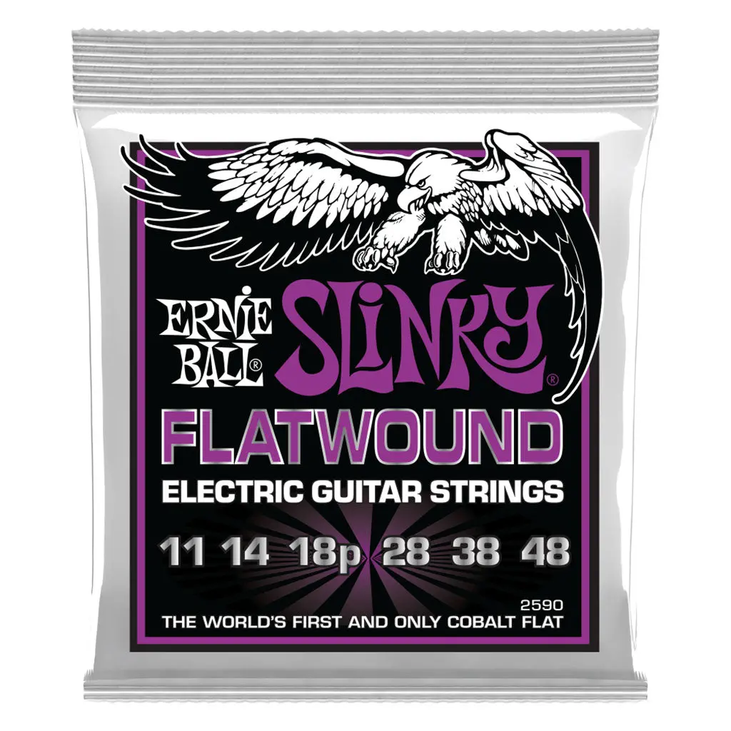 Ernie Ball Power Slinky Flatwound Electric Guitar Strings - 11-48 Gauge 1