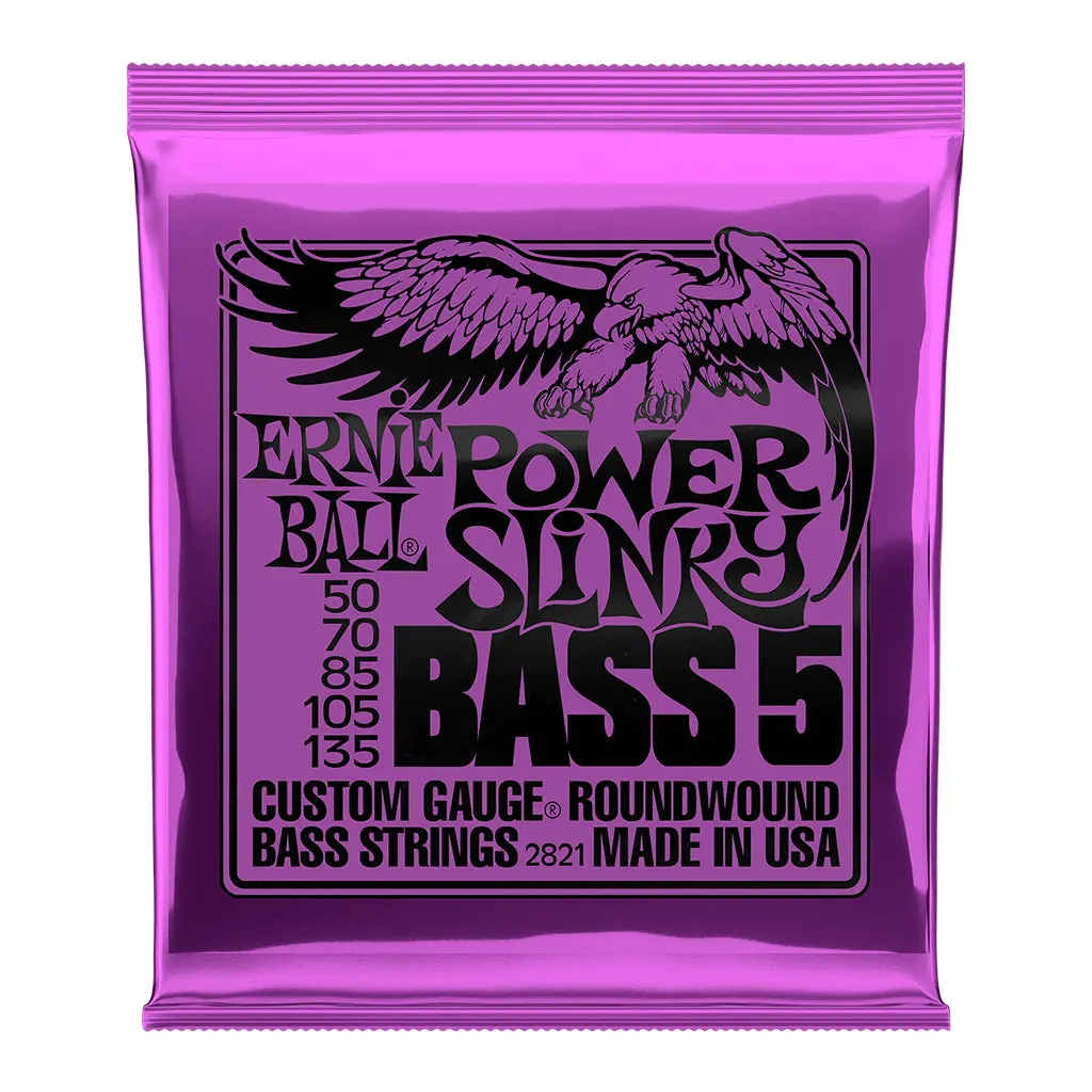 Ernie Ball Power Slinky 5-String Nickel Wound Electric Bass Strings, 50-135 Gauge 1