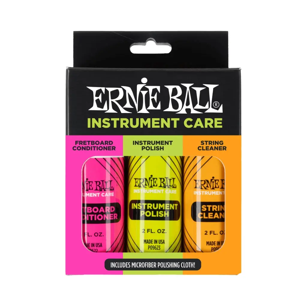 Ernie Ball Instrument Care 3-Pack W/Microfibre Polish Cloth 1