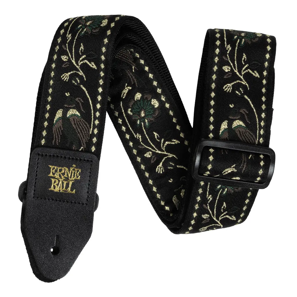 Classic Jacquard Guitar/Bass Strap - Black Pleasant Pheasant 1